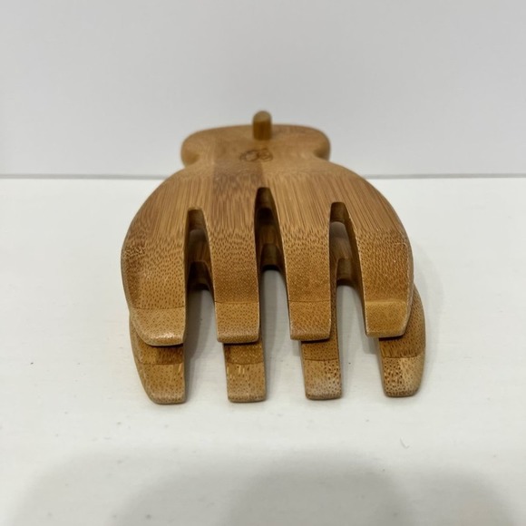 Totally Bamboo Salad Hands 2 Pieces Toss Mix Serve Natural Wood Farmhouse - Picture 6 of 10